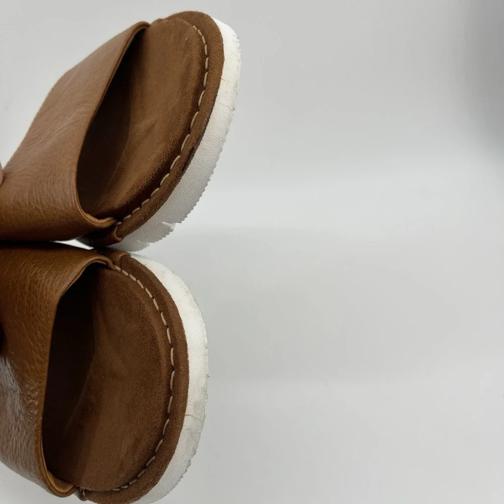 Johnston & Murphy Men's Brown Leather Slide Sandals Size 10M Made in Brazil